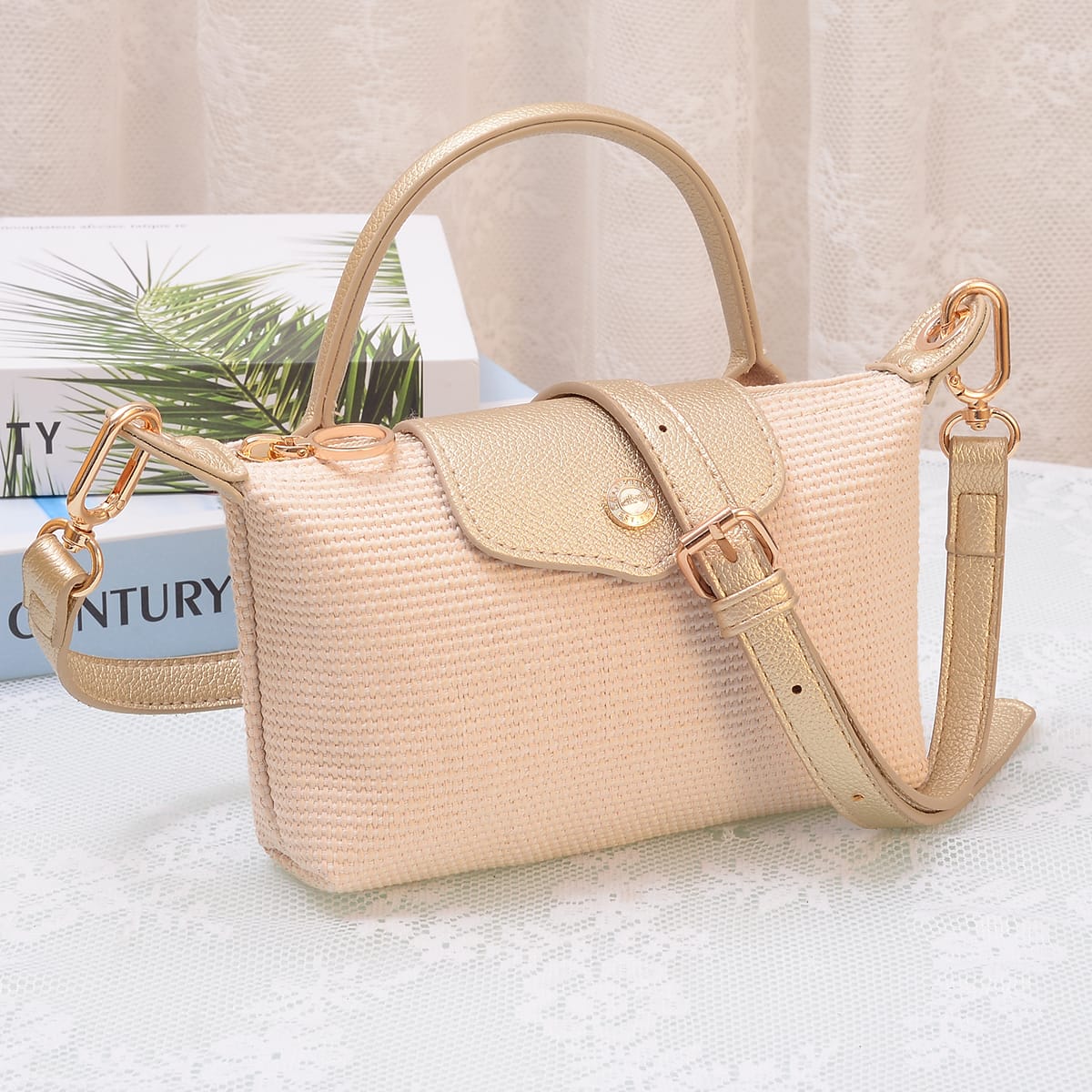SC781 Lacey Straw Mini Crossbody Bag - MiMi Wholesale