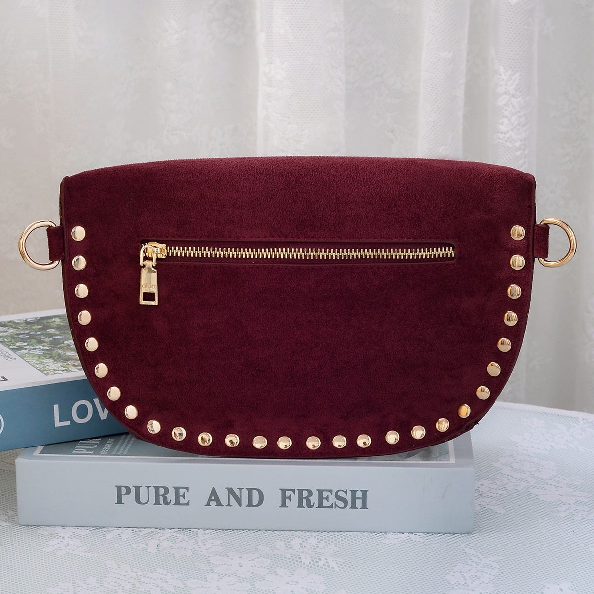 SD701 Carina Suede Studded Crossbody Bag - MiMi Wholesale