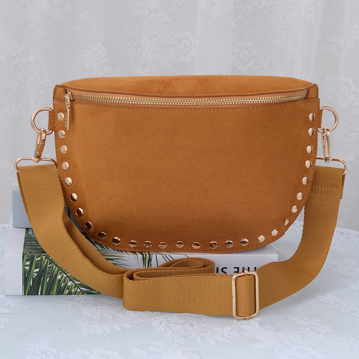 SD701 Carina Suede Studded Crossbody Bag - MiMi Wholesale