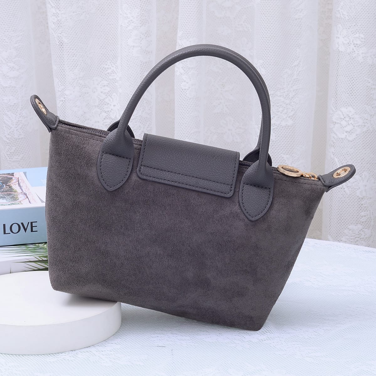 SD782 Britney Suede Double Handle Crossbody Bag - MiMi Wholesale