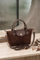 SD782  Britney Suede Double Handle Crossbody Bag