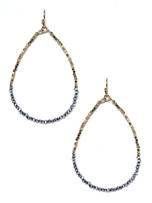 SE7059 Two Tone Beaded Tear Drop Earrings - MiMi Wholesale