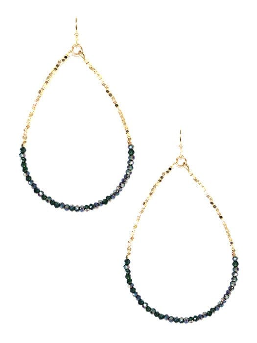 SE7059 Two Tone Beaded Tear Drop Earrings - MiMi Wholesale