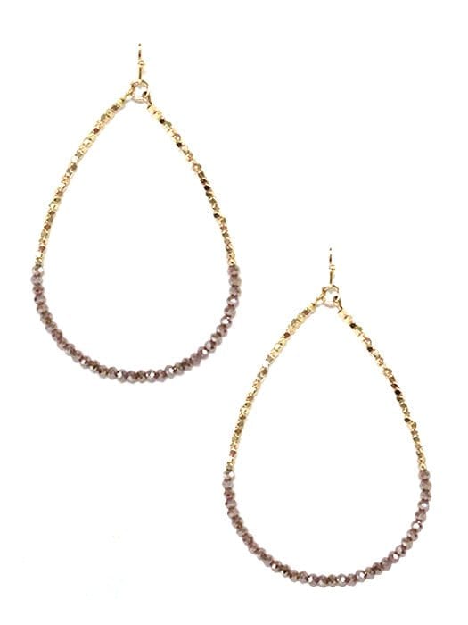 SE7059 Two Tone Beaded Tear Drop Earrings - MiMi Wholesale