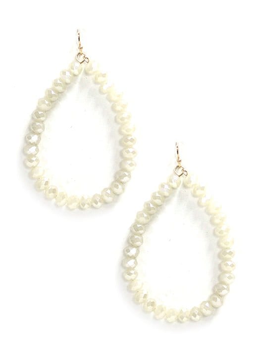 SE7061 Beaded Teardrop Hoop Earrings - MiMi Wholesale