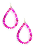 SE7061 Beaded Teardrop Hoop Earrings - MiMi Wholesale