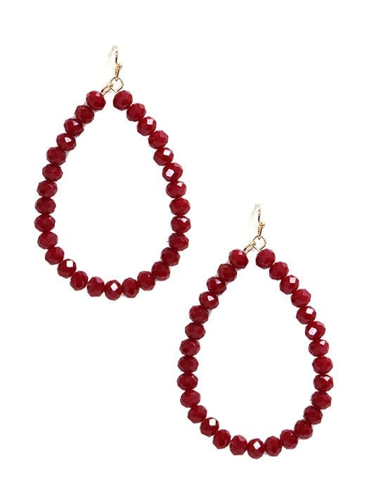 SE7061 Beaded Teardrop Hoop Earrings - MiMi Wholesale