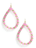 SE7061 Beaded Teardrop Hoop Earrings - MiMi Wholesale