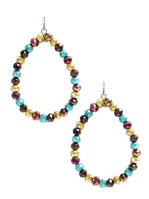 SE7061 Beaded Teardrop Hoop Earrings - MiMi Wholesale