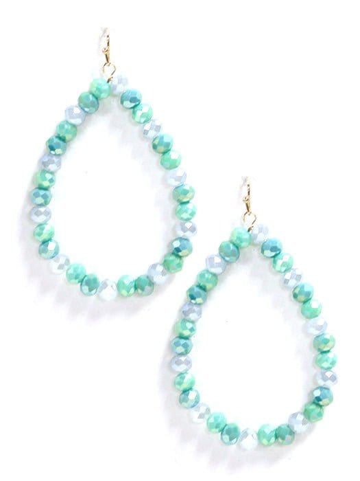 SE7061 Beaded Teardrop Hoop Earrings - MiMi Wholesale