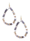 SE7061 Beaded Teardrop Hoop Earrings - MiMi Wholesale