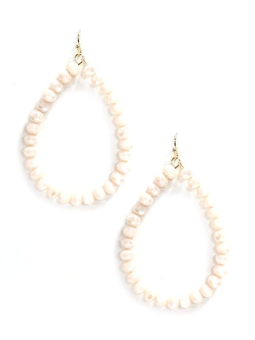 SE7061 Beaded Teardrop Hoop Earrings - MiMi Wholesale