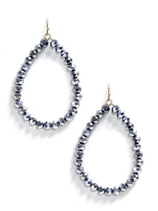 SE7061 Beaded Teardrop Hoop Earrings - MiMi Wholesale