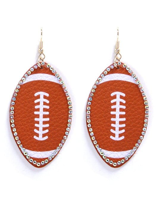 SE7117 Rhinestone Trim Football Earrings - MiMi Wholesale