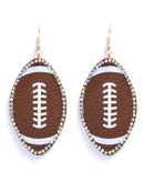 SE7117 Rhinestone Trim Football Earrings - MiMi Wholesale