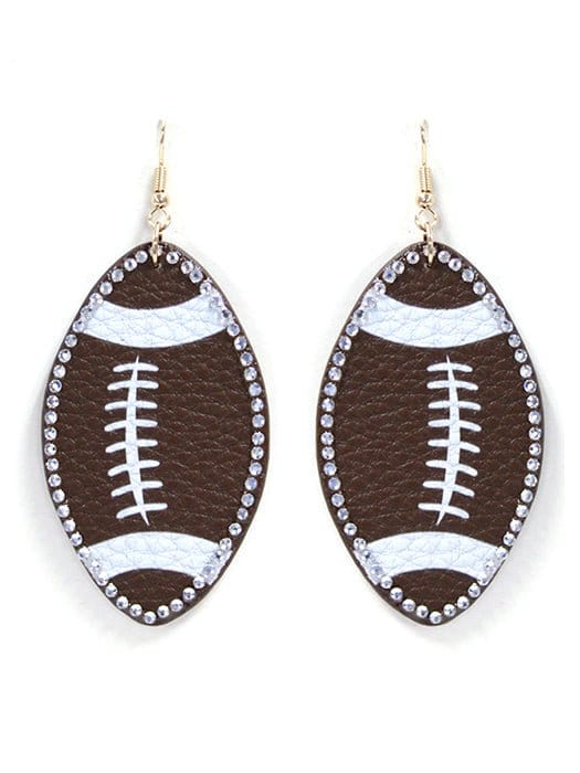 SE7131 Rhinestone Trim Football Earrings - MiMi Wholesale