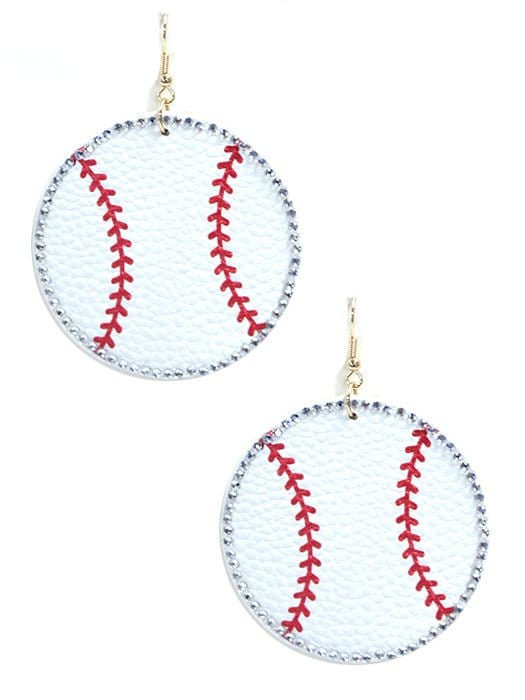 SE7135 Rhinestone Trim Baseball Earrings - MiMi Wholesale