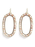 SE7162 Hexagon Stone Cutout Earrings - MiMi Wholesale