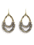 SE7163 Double Tear Drop Bead Detail Earrings - MiMi Wholesale