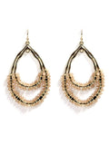 SE7163 Double Tear Drop Bead Detail Earrings - MiMi Wholesale