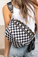 SF221010 Nylon Checker and Solid Color Sling/Crossbody Bag - MiMi Wholesale