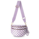 SF221010 Nylon Checker and Solid Color Sling/Crossbody Bag - MiMi Wholesale