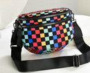 SF221010 Nylon Checker and Solid Color Sling/Crossbody Bag - MiMi Wholesale