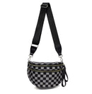 SF221010 Nylon Checker and Solid Color Sling/Crossbody Bag - MiMi Wholesale