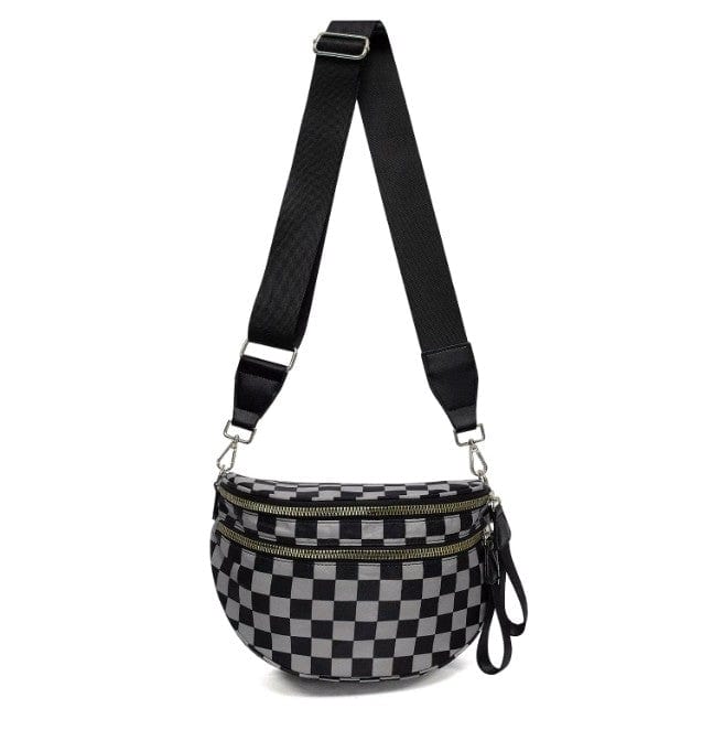 SF221010 Nylon Checker and Solid Color Sling/Crossbody Bag - MiMi Wholesale