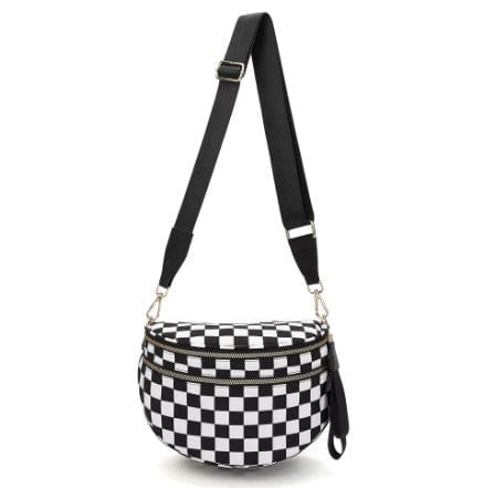SF221010 Nylon Checker and Solid Color Sling/Crossbody Bag - MiMi Wholesale