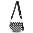 SF221010 Nylon Checker and Solid Color Sling/Crossbody Bag - MiMi Wholesale