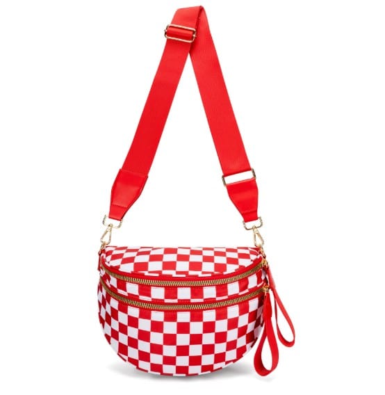 SF221010 Nylon Checker and Solid Color Sling/Crossbody Bag - MiMi Wholesale
