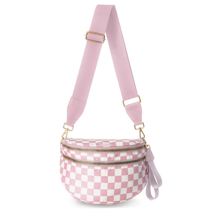SF221010 Nylon Checker Sling/Crossbody Bag - MiMi Wholesale