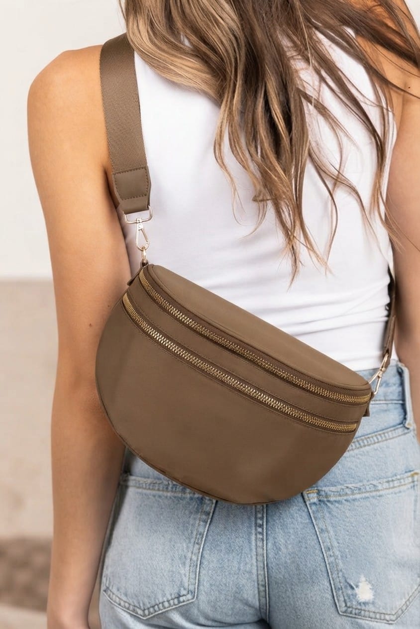 SF221010 Nylon Solid Color Sling/Crossbody Bag - MiMi Wholesale