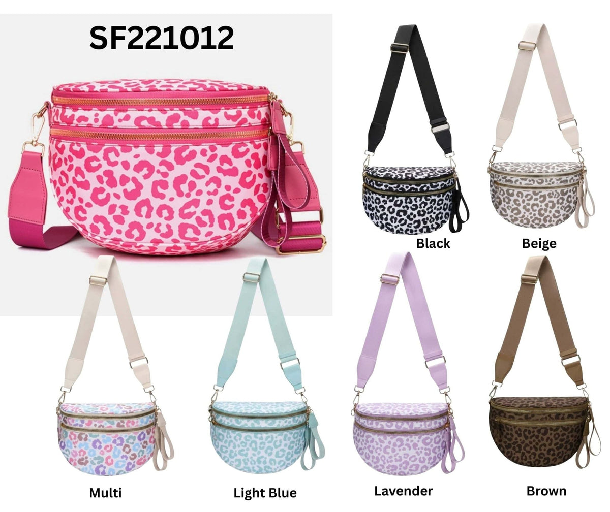 SF221012 Nylon Leopard Sling/Crossbody Bag - MiMi Wholesale