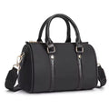 SF22407 Ella Nylon Checker and Solid Color Boston Bag - MiMi Wholesale