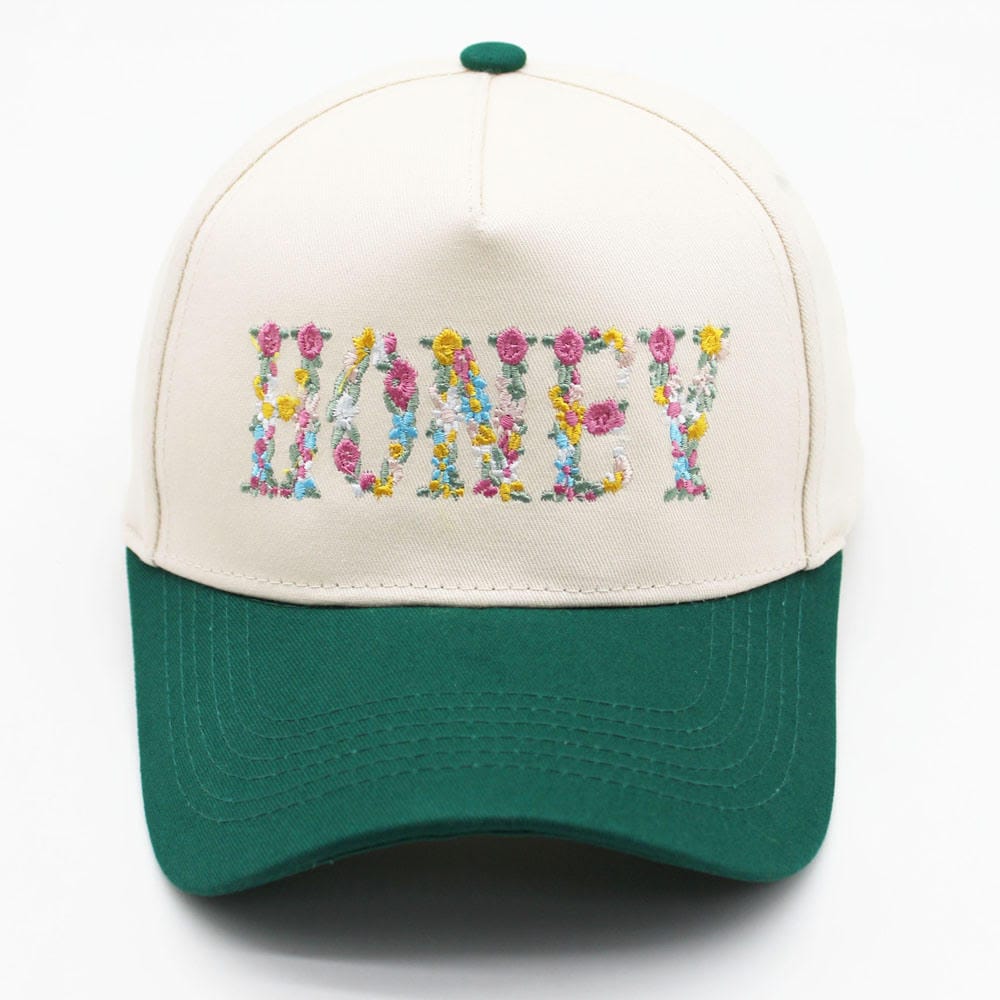 SF252008 Floral Honey Embroidered Trucker Hat - MiMi Wholesale