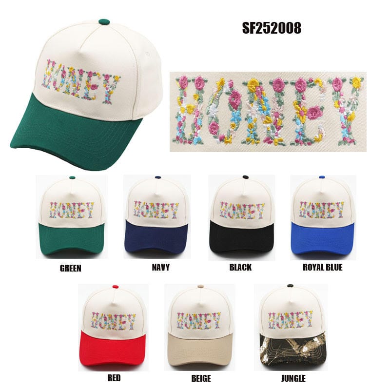 SF252008 Floral Honey Embroidered Trucker Hat - MiMi Wholesale
