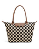 SF252036 Chloe Foldable Checkered Tote Bag - MiMi Wholesale
