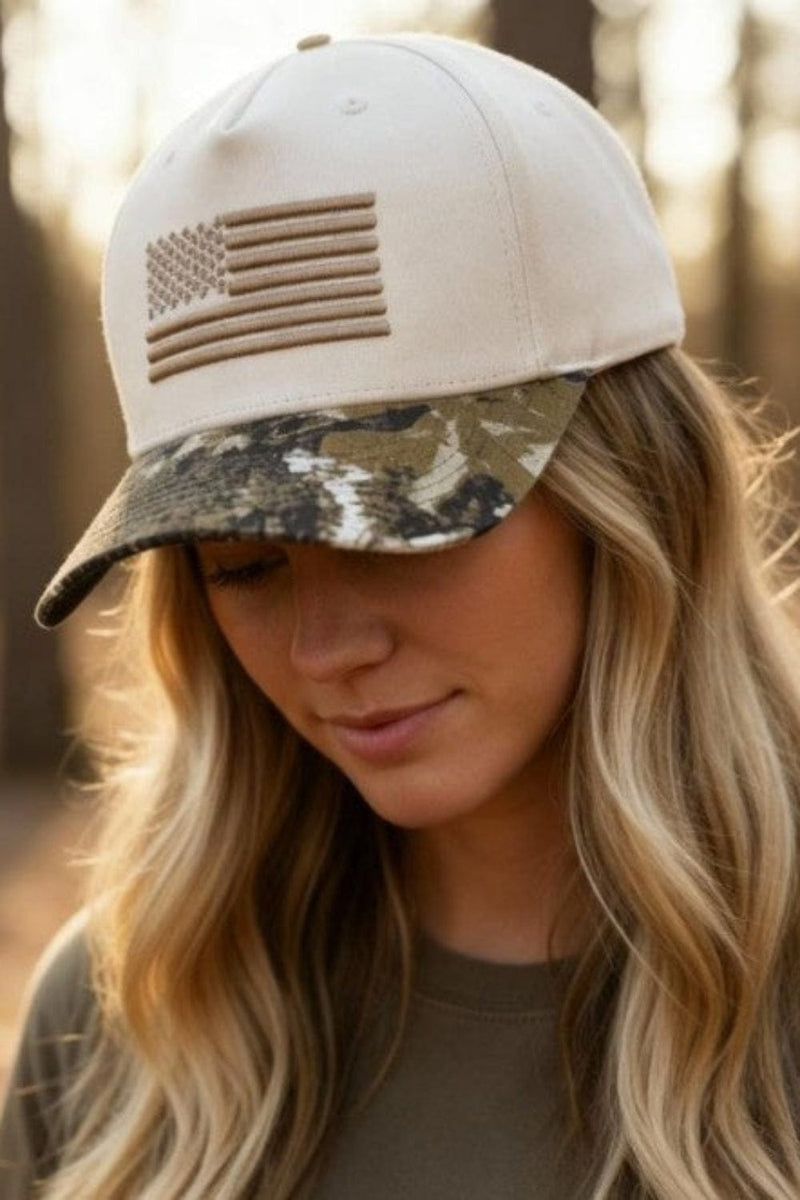 SF252105 Flag and Camo Embroidered Trucker Hat - MiMi Wholesale