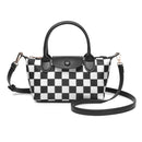 SF261016 Nylon Checker and Solid Double Handle Crossbody Bag - MiMi Wholesale
