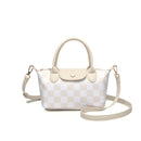 SF261016 Nylon Checker and Solid Double Handle Crossbody Bag - MiMi Wholesale
