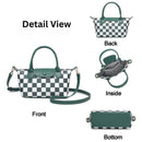 SF261016 Nylon Checker and Solid Double Handle Crossbody Bag - MiMi Wholesale