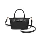 SF261016 Nylon Checker and Solid Double Handle Crossbody Bag - MiMi Wholesale