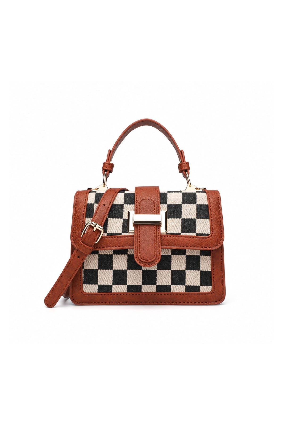 SF270014 Nora Checkered Top Handle Bag - MiMi Wholesale