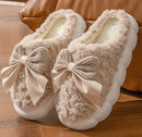 SF50103 Fluffy Ribbon Platform Slippers - MiMi Wholesale