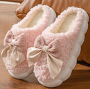 SF50103 Fluffy Ribbon Platform Slippers - MiMi Wholesale
