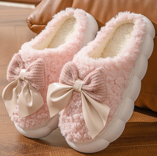 SF50103 Fluffy Ribbon Platform Slippers - MiMi Wholesale