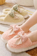 SF50103 Fluffy Ribbon Platform Slippers - MiMi Wholesale