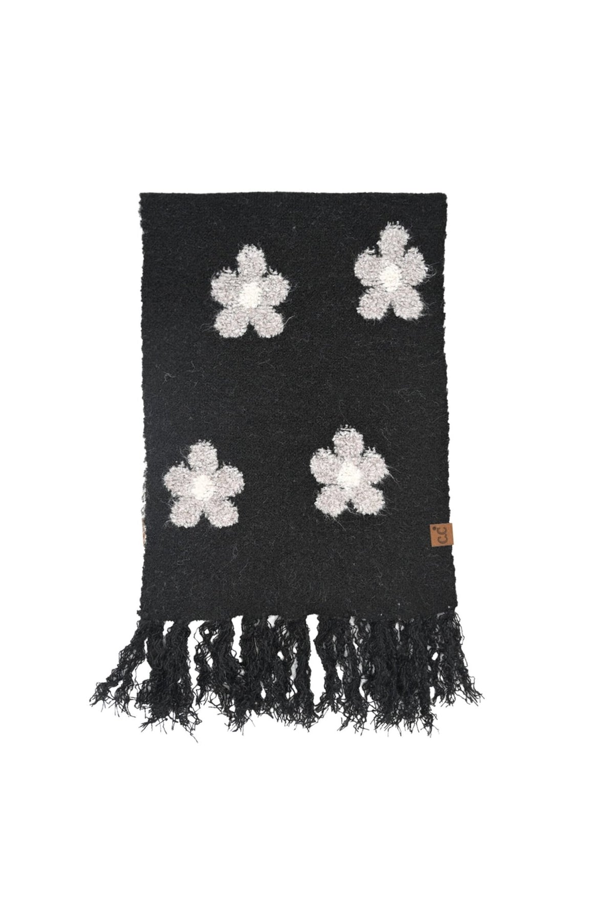 SFC0079 Daphne Daisy Pattern Fringe Scarf - MiMi Wholesale